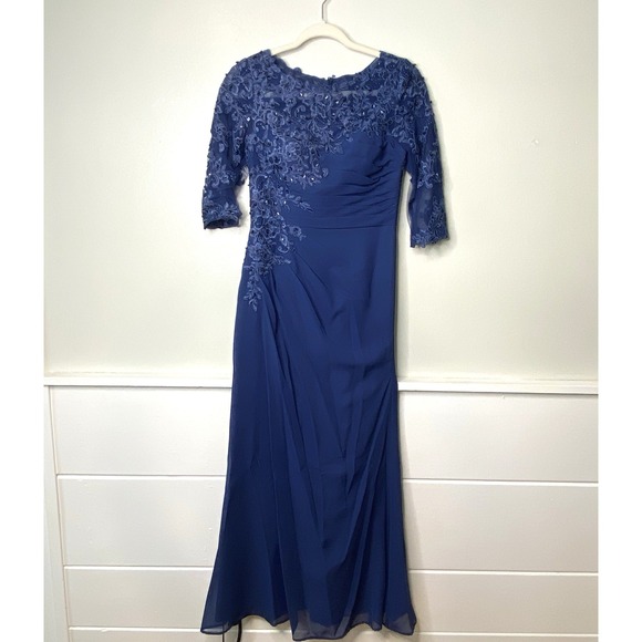 JJ's House Dresses & Skirts - JJ's House Floor Length‎ Mother of Bride Groom Dress Blue Chiffon Lace Size 2/4